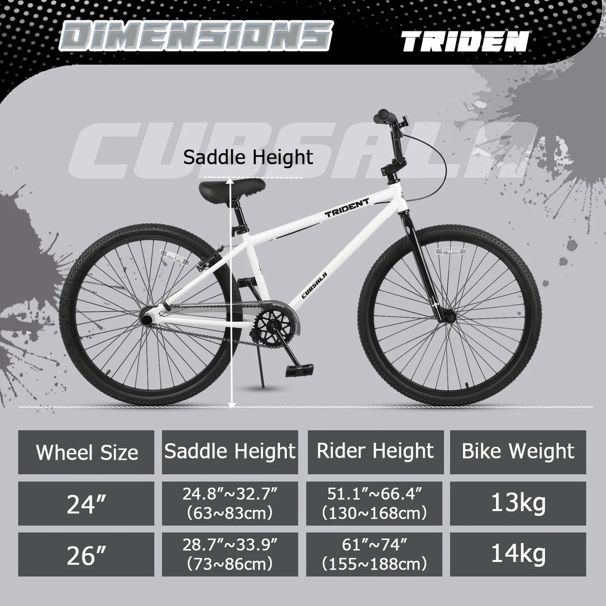 cubsala 24 Inch BMX Race Bike Trident Bicycles Beginner-Level to Advanced Riders with 2 Pegs Trick Cycling and Professional Riding, Black