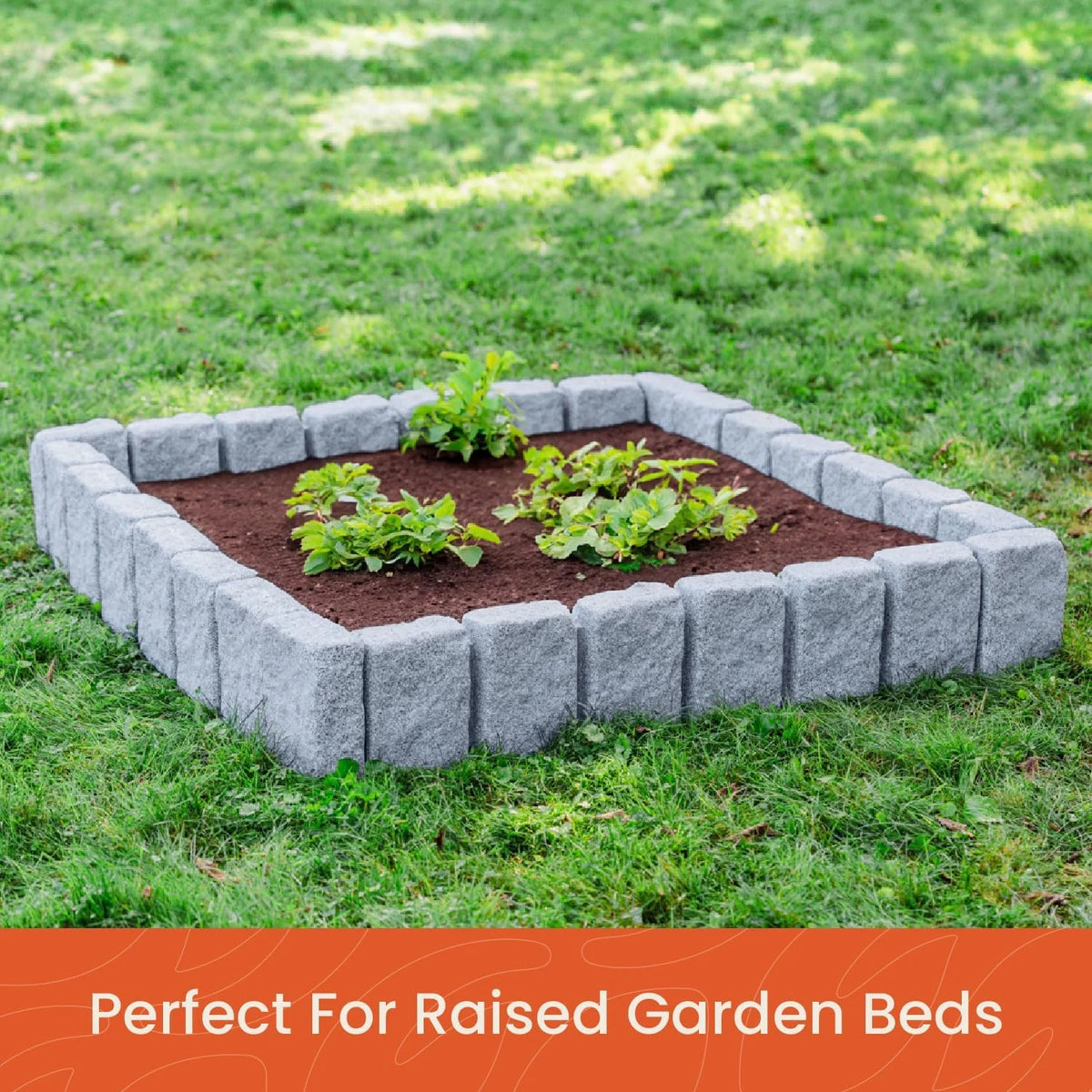 Beuta Landscape Edging | Garden Edging Border | Faux Stone Block XL for Lawn Edging, Flower Beds & Yard Edging 1 Pack | Each Section Has 6 Blocks 48" L x 4" W x 9.5" H | 3 Spikes | Sandstone