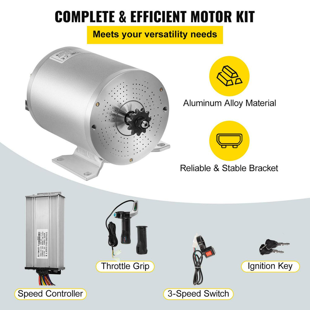 VEVOR 48V 2000W Brushless DC Motor Kit. 4300 RPM. with Controller &amp; Throttle. for Go Kart/ATV. 10 lb