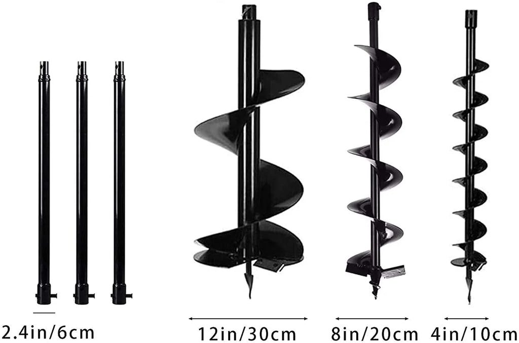 Datingday 72CC 4HP Stroke Gas Post Hole Digger Gas Powered Post Hole Digger Auger Petrol Drill Bit Earth Borer(4" & 6" & 8") Ultra Sharp Blades
