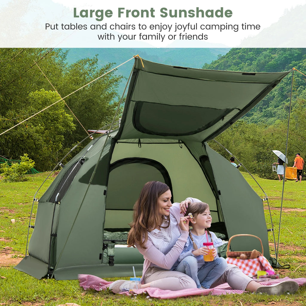 Goplus 1-Person Waterproof Camping Tent Cot with Air Mattress, Pillow, Sleeping Bag
