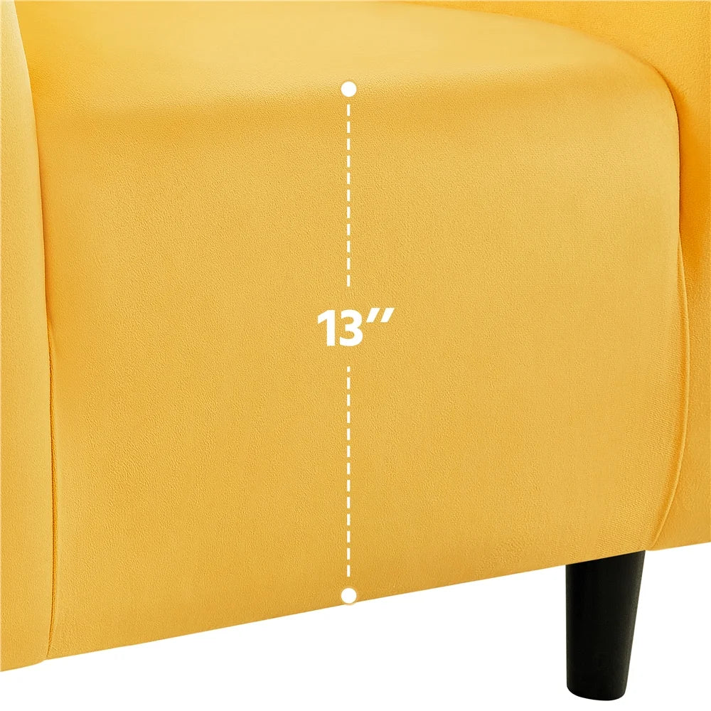 Alden Design Upholstered Barrel Accent Chair for Livingroom, Yellow Velvet