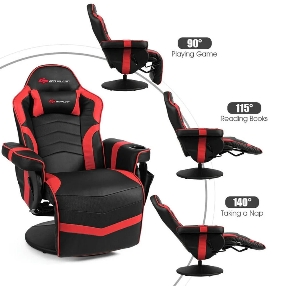 GVN Gaming Chairs,Ergonomic High Back Massage Gaming Chair with Pillow-Red
