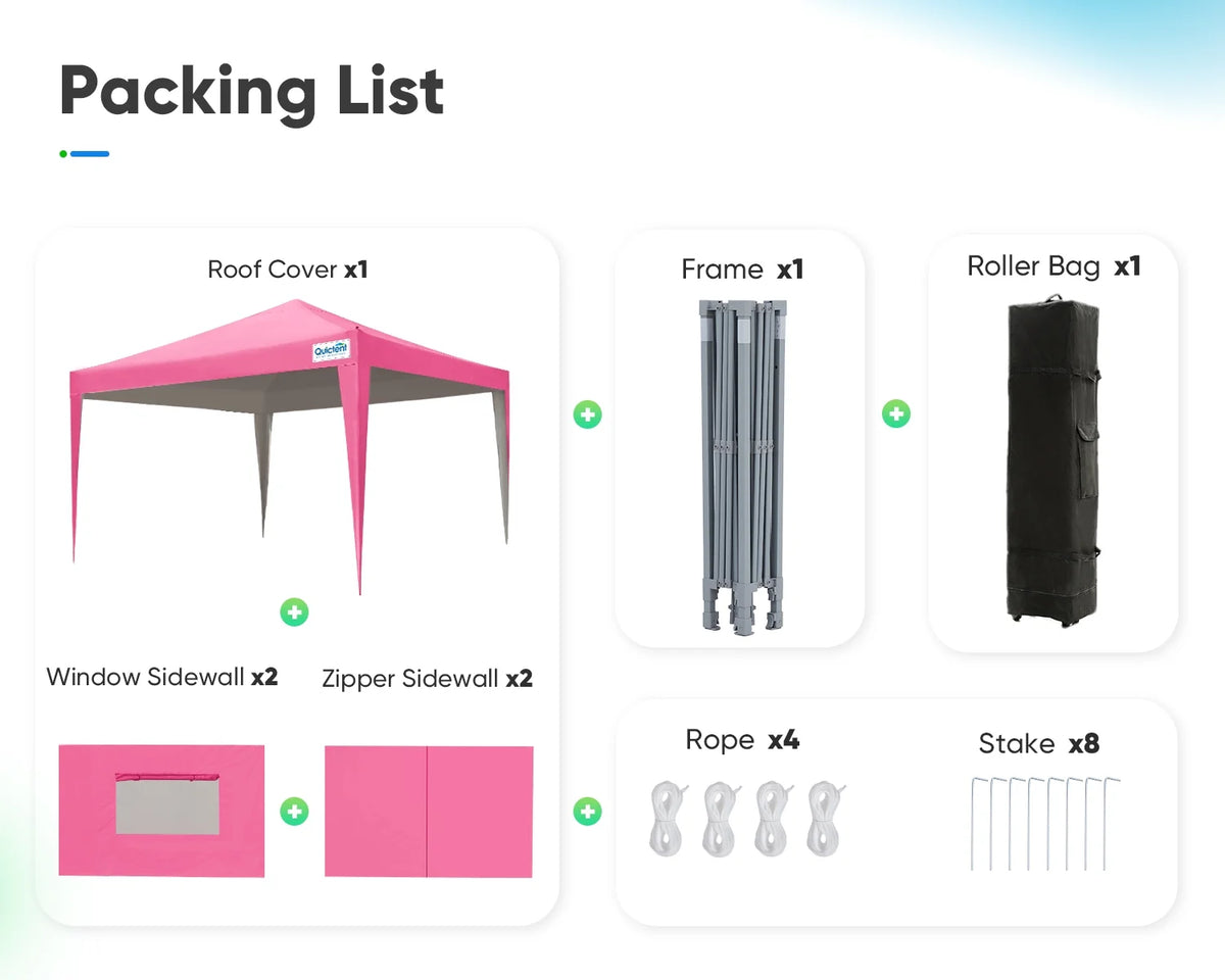 Quictent 8'x8' Pop up Canopy Tent with Sidewalls Instant Outdoor Gazebo Canopy Tent Shelter Enclosed Waterproof, with Wheeled Bag (Pink)