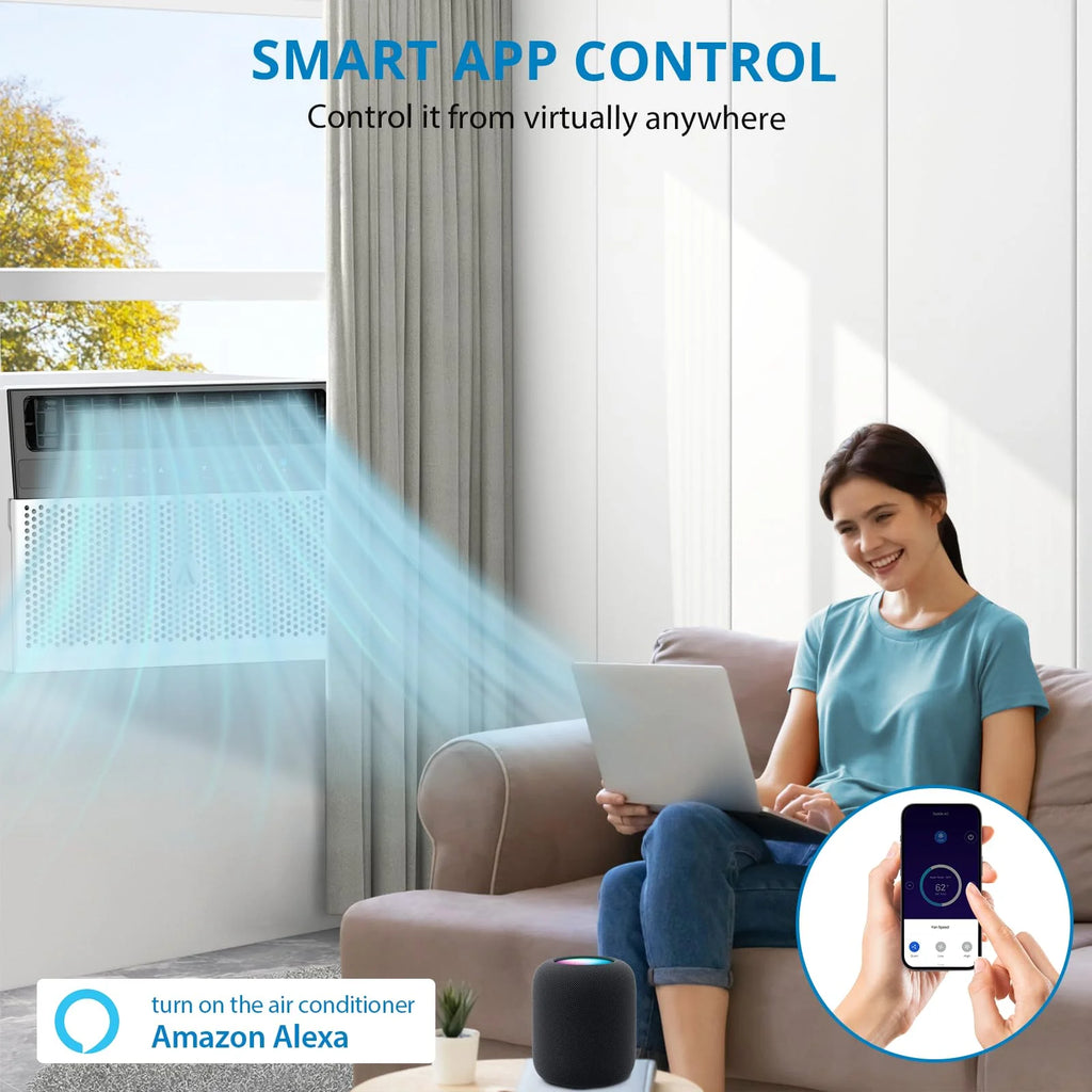 TROPOW 110V Window-Mounted Air Conditioner 6,000 BTU with Remote/APP Control and ECO Mode