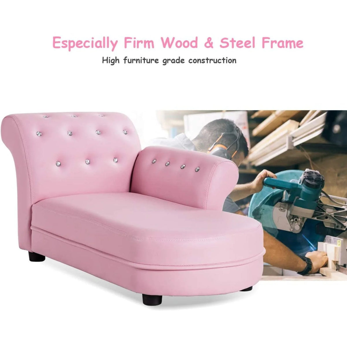 Bilot Kids Sofa, Toddler Couch w/PVC Leather and Solid Wood Frame, Toddler Furniture Kids Couch for Children's Room, Kindergarten, Living Room, ASTM and CPSIA Certified, Children Chaise Lounge