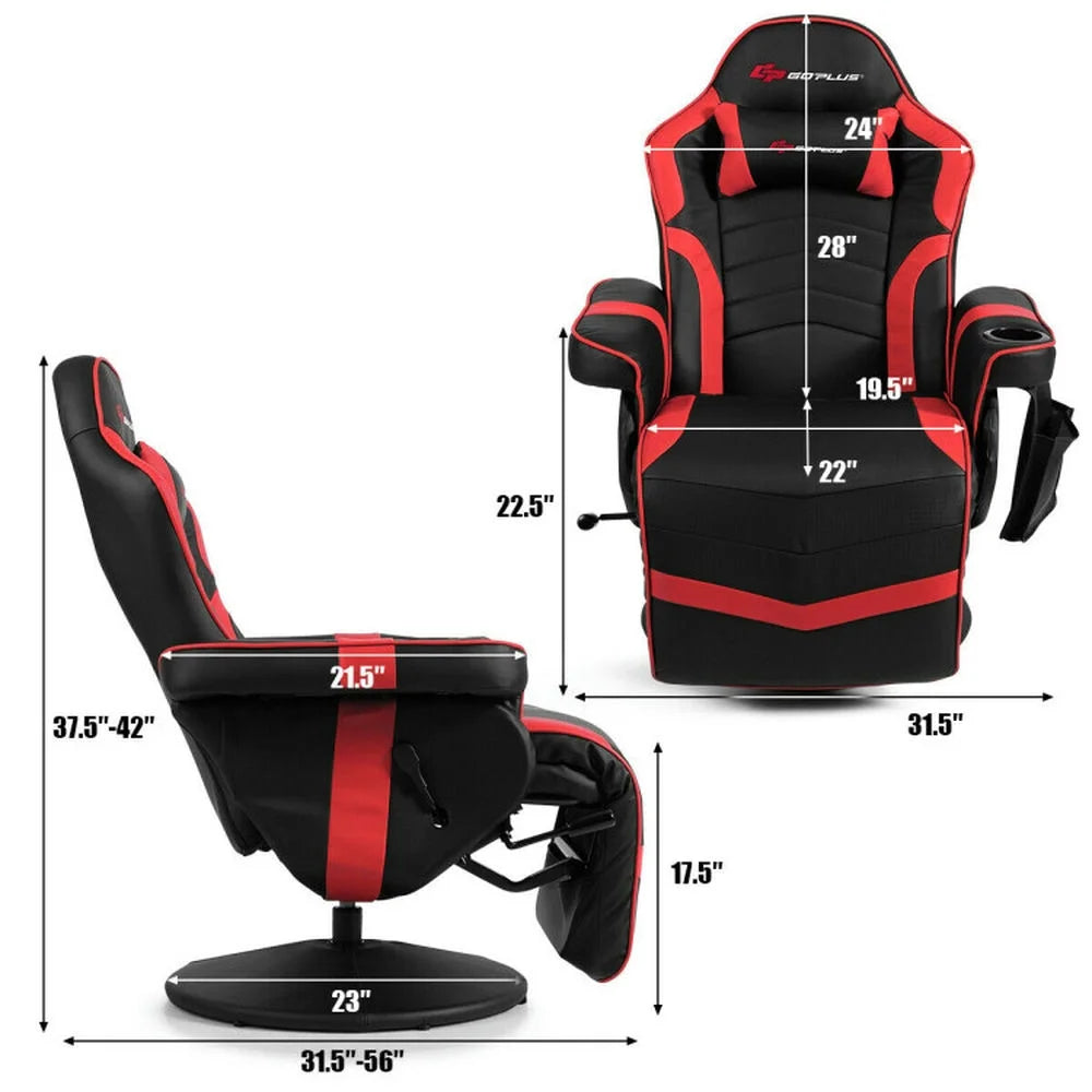 GVN Gaming Chairs,Ergonomic High Back Massage Gaming Chair with Pillow-Red