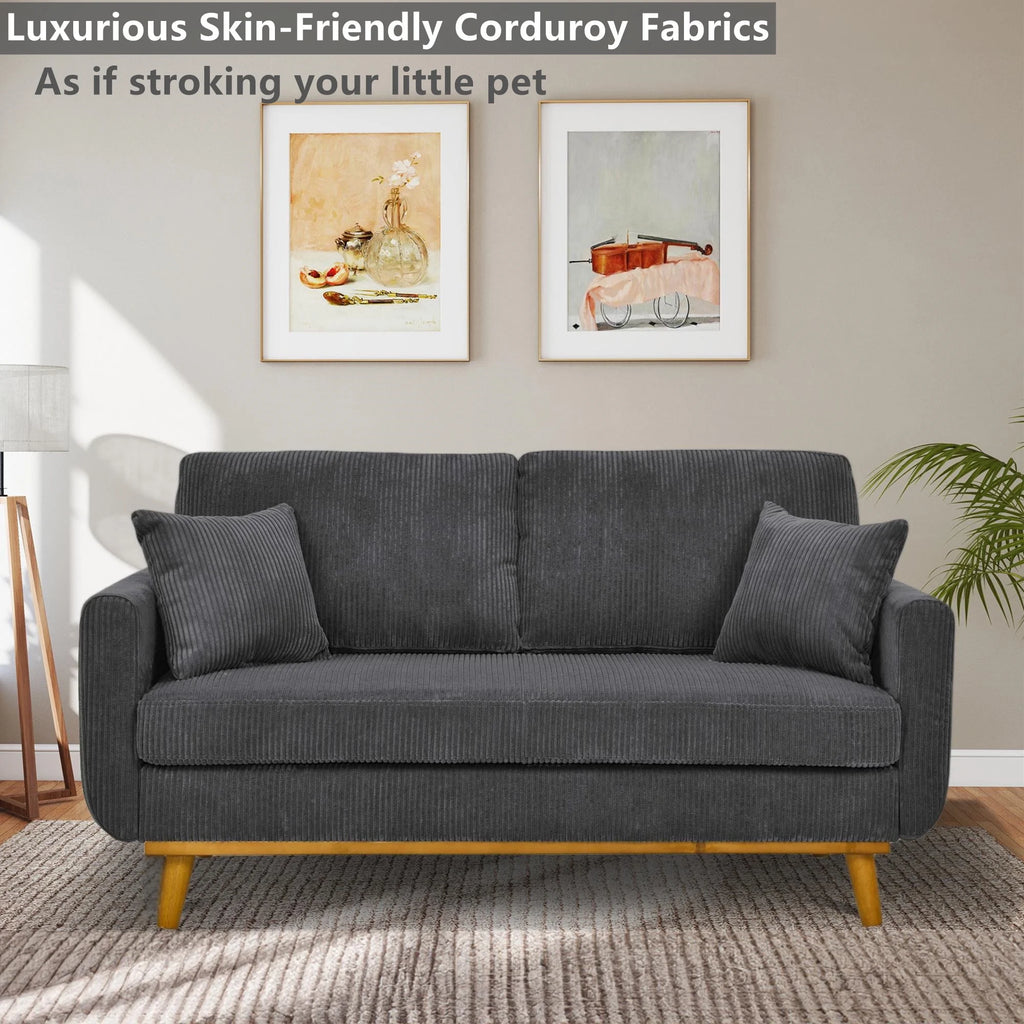 Aukfa 68" Small Sofa Couch Comfy Mid Century Modern Loveseat Sofa for Living Room Bedroom, Cream