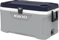 Igloo 70 Quart MaxCold Cooler ThermeCool Insulation with Swing-Up Handles, Gray and Black
