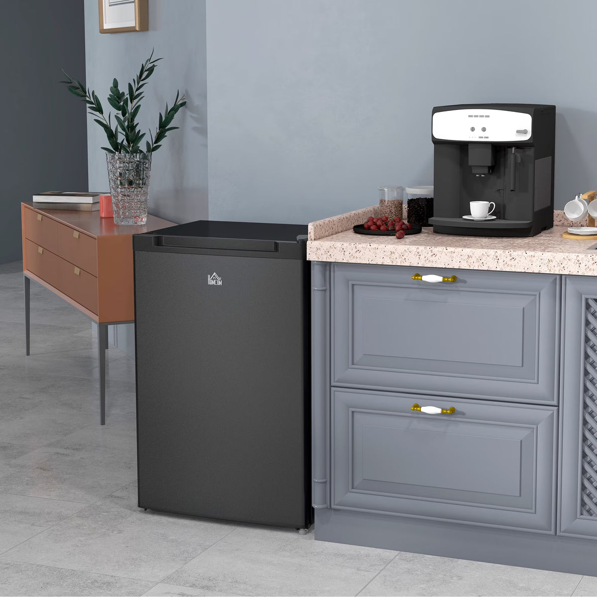 HOMCOM 3 Cu Ft Mini Freezer, Reversible Door, Under Counter Freezer, Black