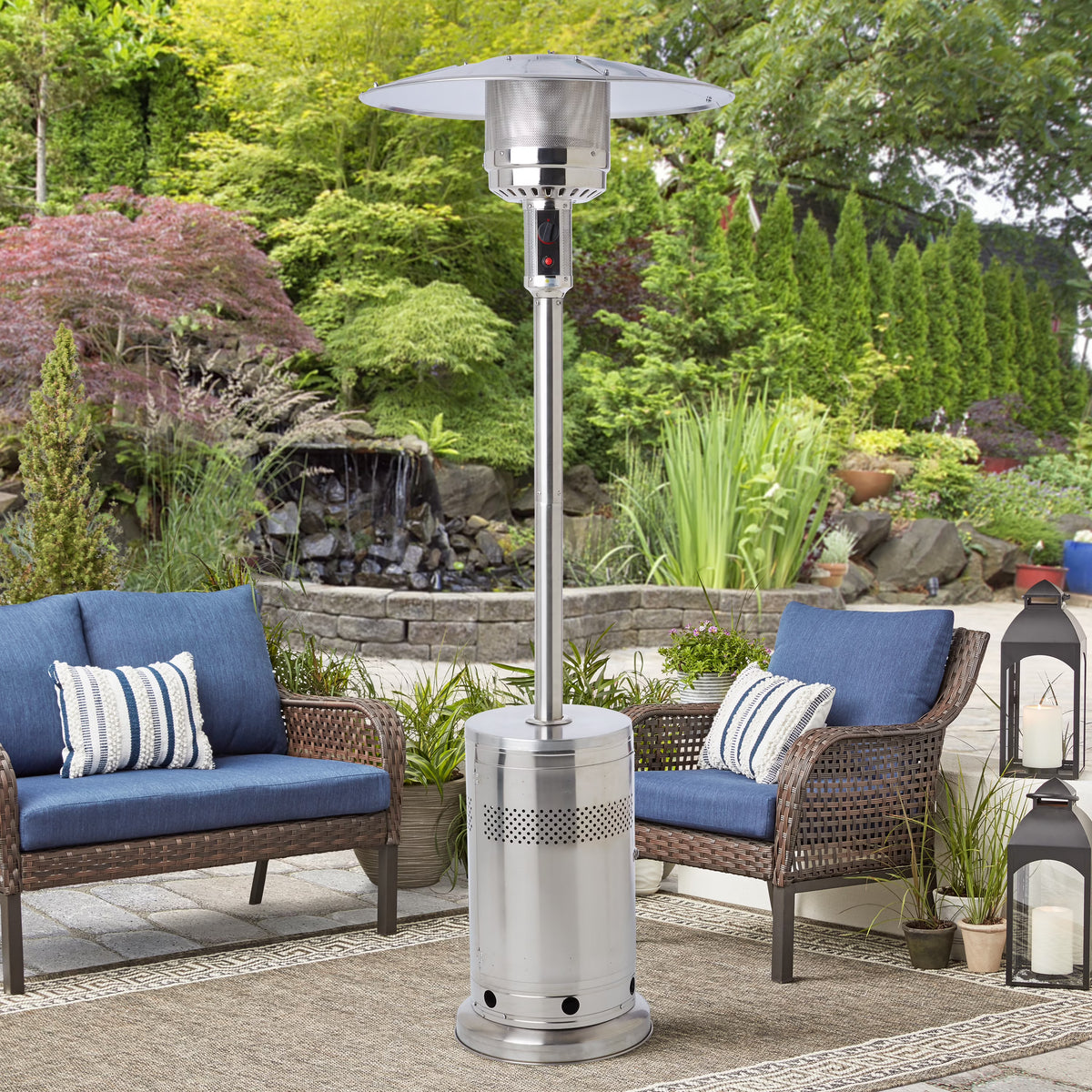 Mainstays 48,000 BTU Freestanding Metal Propane Patio Heater, Black