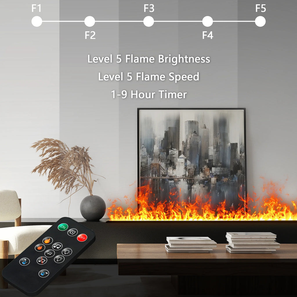 31.5-inch Water Vapor Fireplac with Dual-mode Water Supply System,Vapor Fireplace with 3D Realistic Flame,Electric Fireplace with Remote/Touch Control for Timer,Dimmable