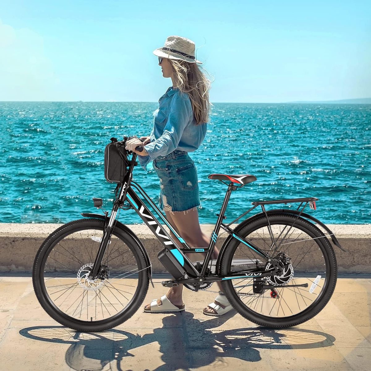 Vivi Electric Bike 26" City Commuter Electric Bike 48V 500W Step-Through Electric Bike 19.8MPH Electric Cruiser Bike Beach Bike with Cruise Control, UL2849 Certified