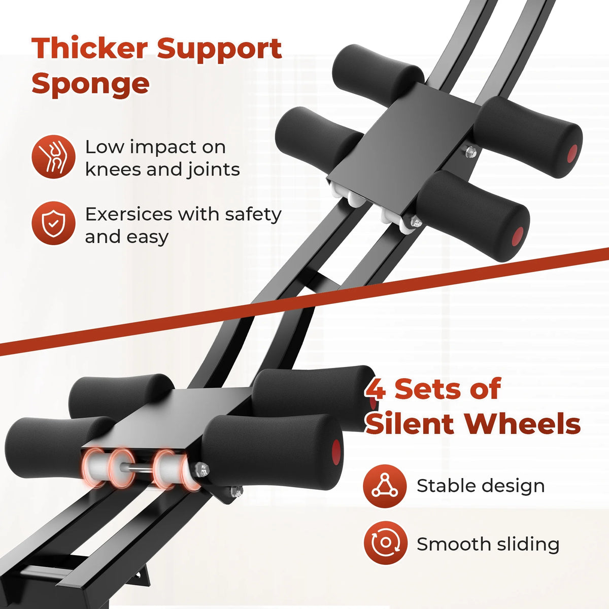 HIJOB Foldable Abdominal Trainers Fitness Equipment Machine with LCD Display for Home Gym Full Body Exercise, Max 440lbs