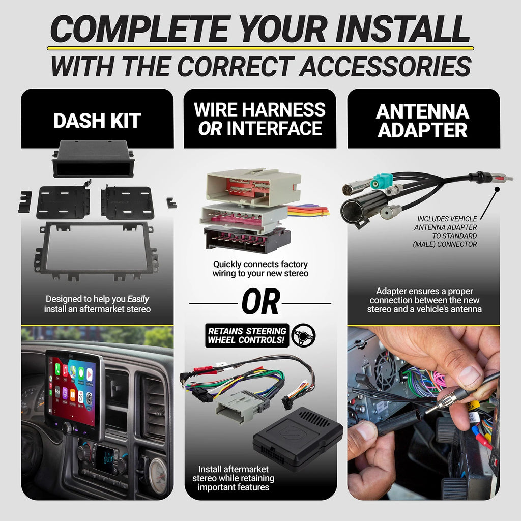 Power Acoustik CP-71WA Single DIN 6.5" Color Touchscreen Car Stereo with Bluetooth Connected Apple CarPlay + Android Auto