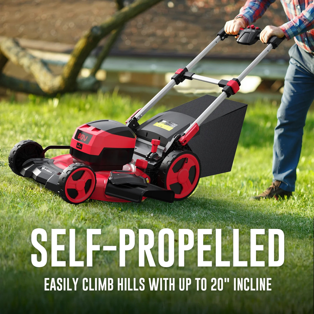 PowerSmart 80V 22-inch Self-Propelled Cordless Lawn Mower with 6.0Ah Battery and Charger