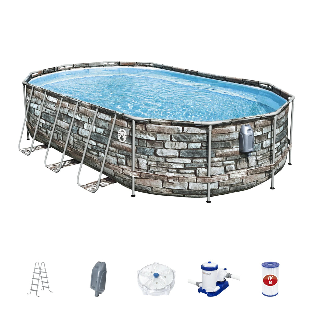Coleman 20' Power Steel Comfort Jet Oval 48" Deep Metal Frame Above Ground Pool