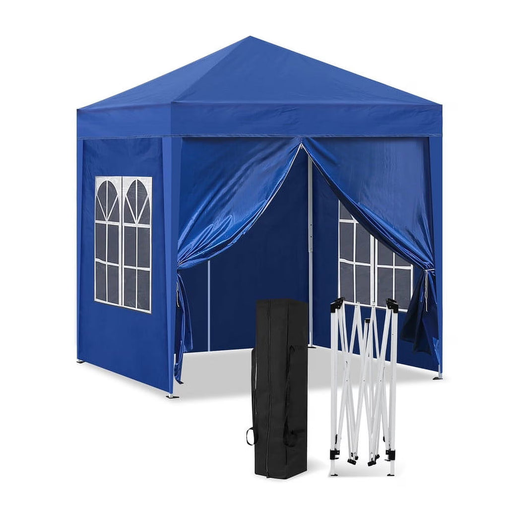 Clipop Portable 10x10ft Pop Up Gazebo, Instant Canopy Waterproof Anti-UV Shelter with 4 Side Panels & Carry Bag,Blue