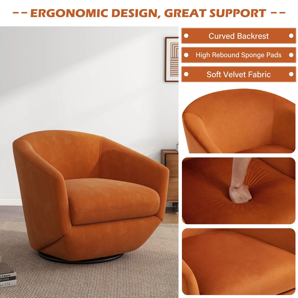 DREAMSIDEA Faux Leather Swivel Accent Chair Sets of 2 360 Swivel Barrel Chair,Swivel Club Sofa for Living Room, Bedroom, Office,Brown