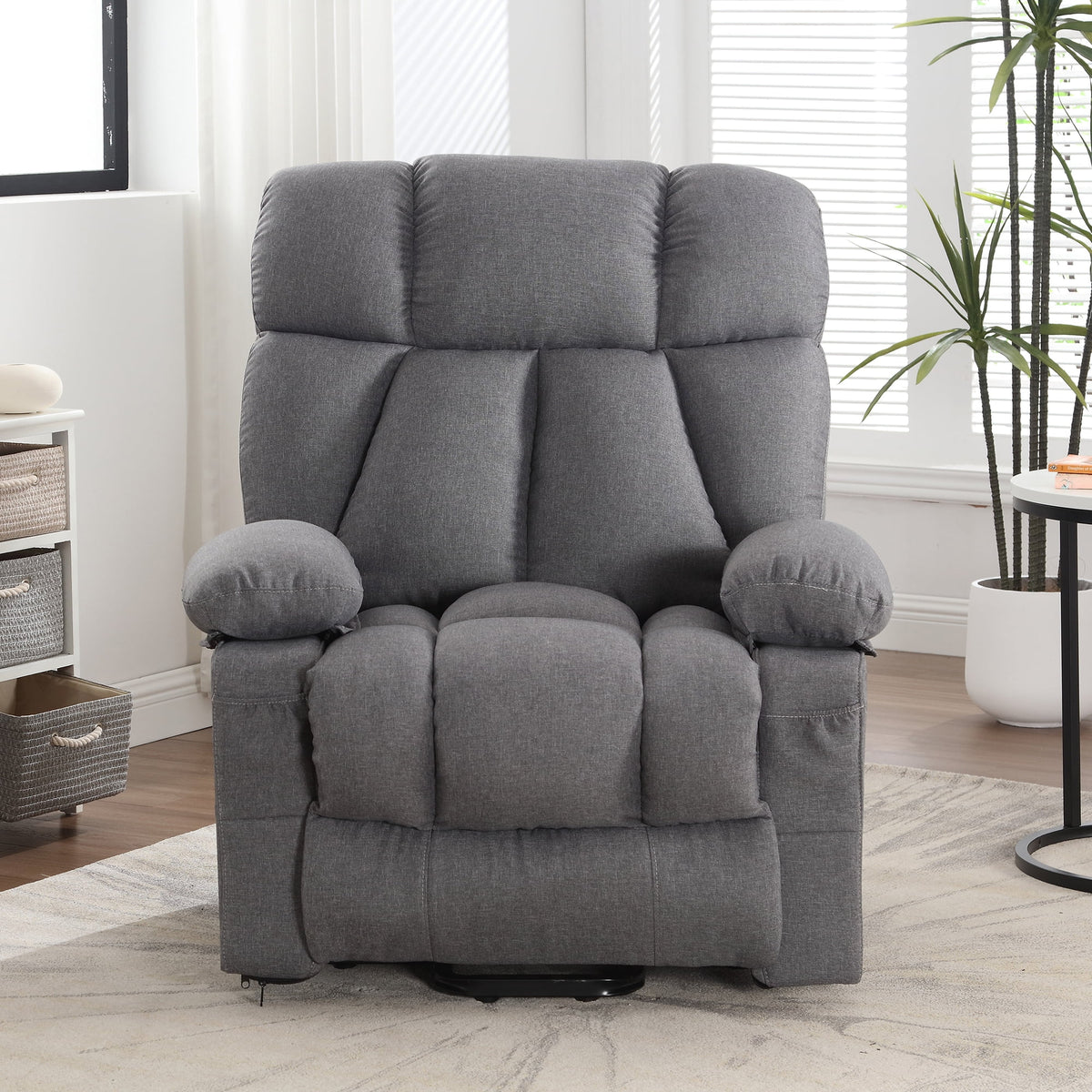JONPONY Power Lift Recliner Chair Recliners for Elderly with Heat and Massage Recliner Chair for Living Room with Infinite Position and Side Pocket,USB Charge Port,Brown