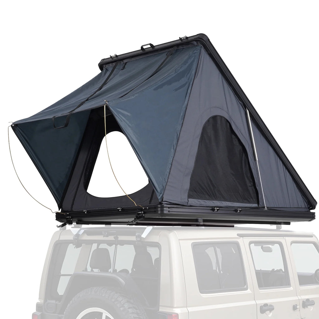 KFFKFF Hard Shell Rooftop Tent, Naturnest Shelter for 2-3 Individuals, Sturdy Roof Tent with Extendable Ladder and Thick Mattress, Resistant to Water and Wind for Jeep, SUV, Van, and Pickup Truck