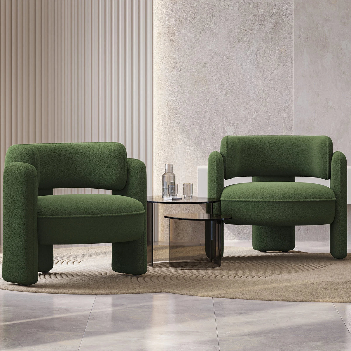 BELLEZE Sherpa Boucle Chair, Modern Barrel Accent Chair Comfy Round Upholstered Armchair Accent Side Chair for Living Room, Bedrooms, Corner - Quinton White