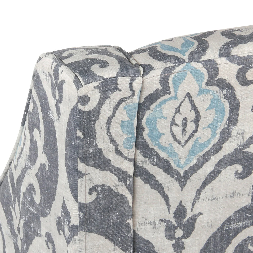HomePop Classic Swoop Accent Chair - Blue and White Damask