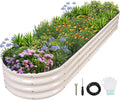 Galvanized Raised Garden Bed- Planter Garden Boxes Outdoor, Raised Beds for Gardening, 8x2x1ft Metal Garden Bed Kit for Vegetables Flower, Planter Raised Beds with Protective Tape & Tools.White