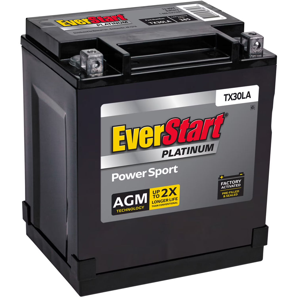 EverStart Platinum AGM PowerSport Battery, Group Size TX30LA 12 Volts, 385 CCA