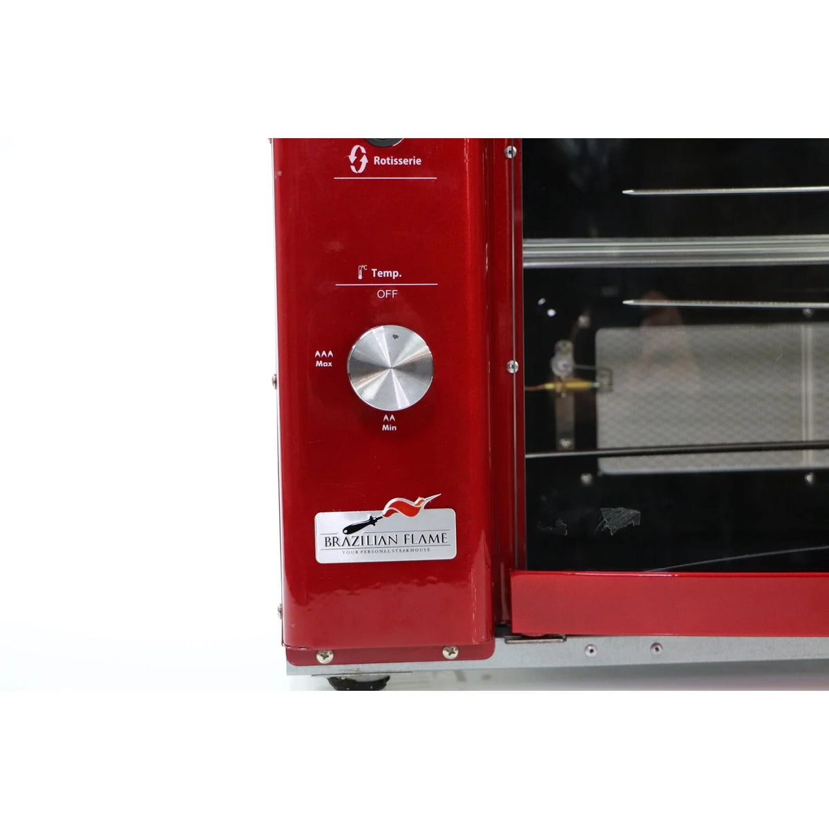 Brazilian Flame Brazilian Gas Rotisserie Grill with 3 Skewers in Red