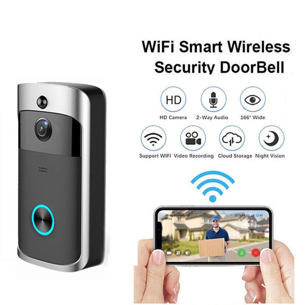 2PCS Ring & Video Doorbell with Camera Wireless WiFi Security Phone Bell 720PHD Video Doorbell Camera, Wireless Doorbell Camera with Chime