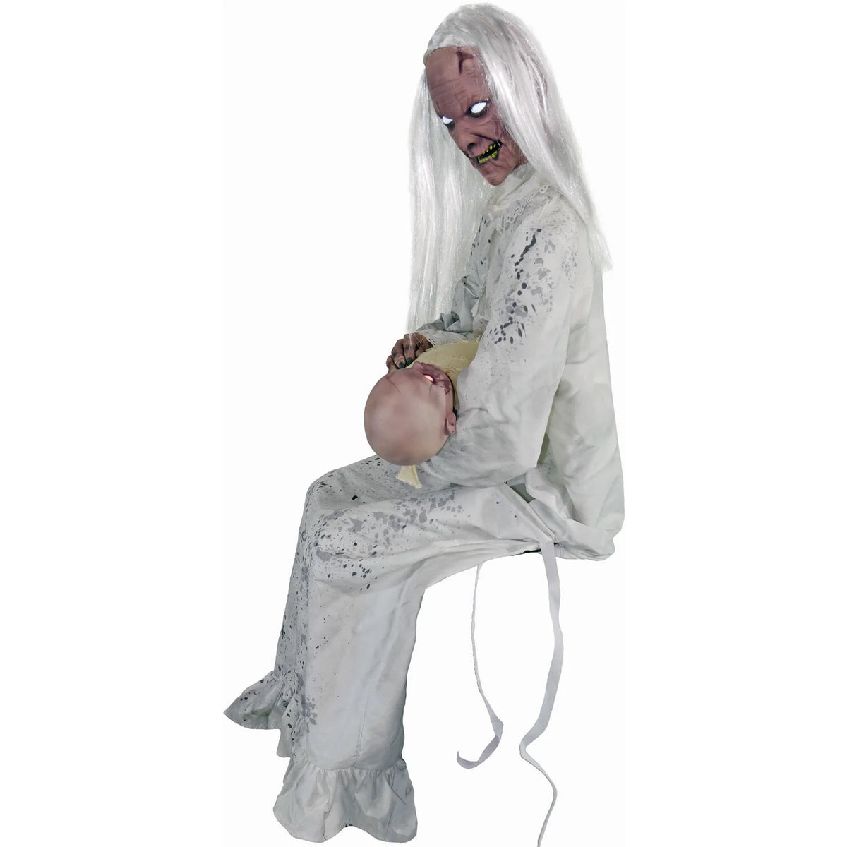 Haunted Hill Farm 2.9 ft Animatronic Gravely Granny by Tekky Halloween Decoration with Motion-Activated Sounds, HHGRVLYGRNY-1FLSA