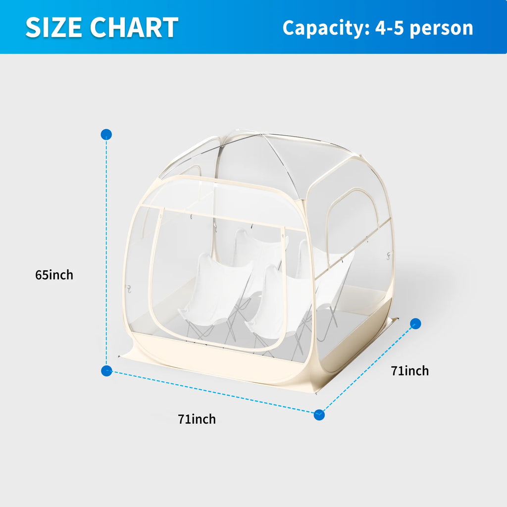 TABU Pop Up Bubble Tent, Sports Tent for 6-7 People, Portable Weatherproof Clear Tent, 10 x 10 ft