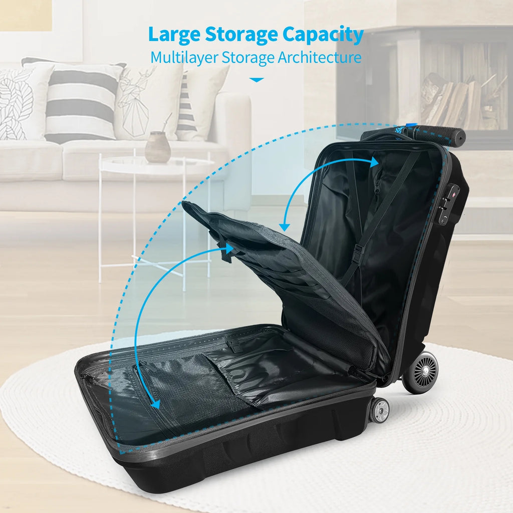 TABU Scooter Luggage for Kids & Adults, Carry on Luggage with Wheels for Kids Ages 6-15,Blue