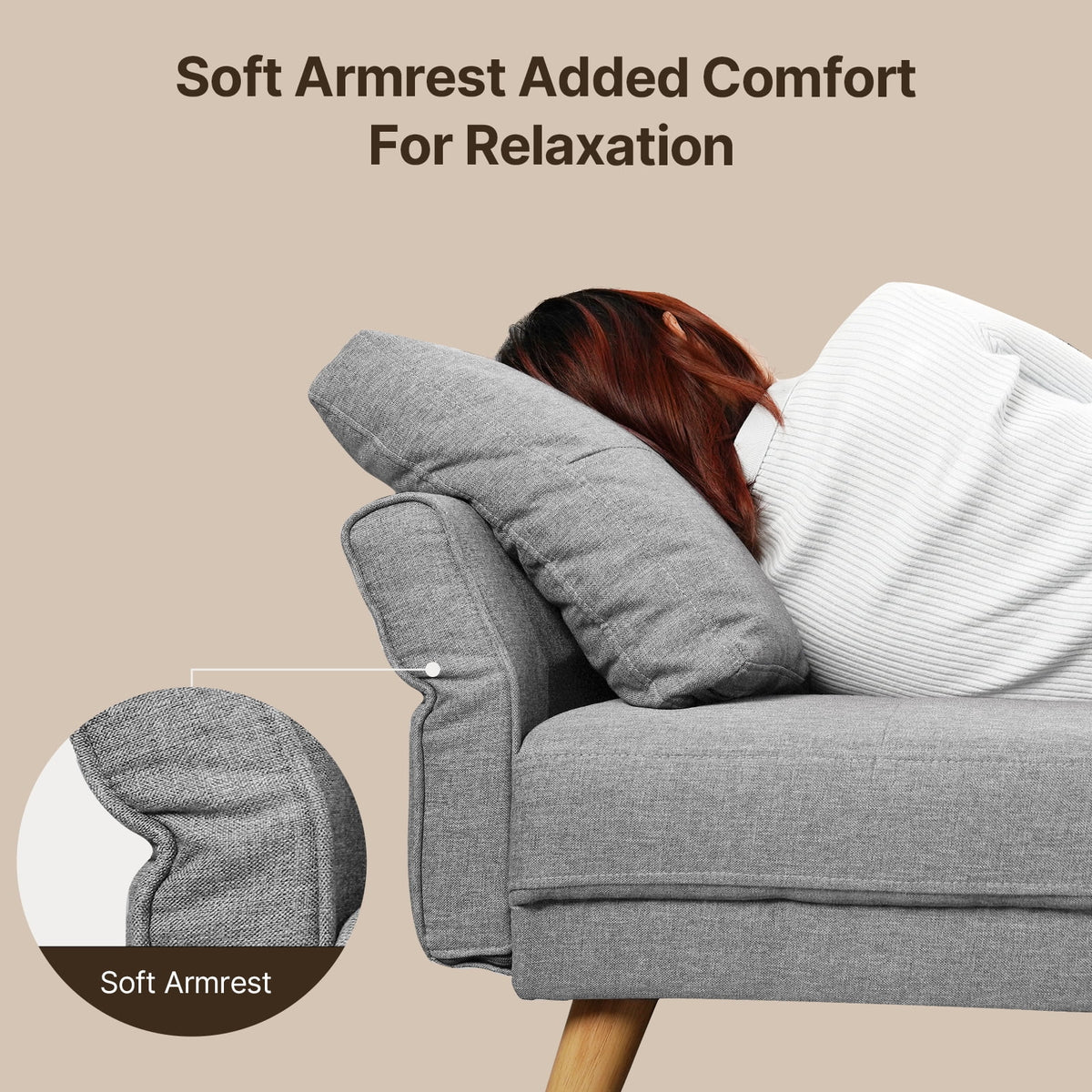 Lofka Sofa Couch with Large Storage Pockets and Soft Seats,Modern Loveseat Sofa for Apartment, Office, Bedroom,Deep Gray