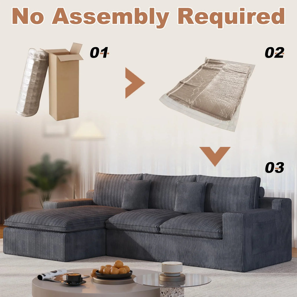 108 Modular Sectional Sofa, Cloud Sectional Couch with Deep Seat, Modern Modular L-Shape Sofa Couch with Chaise,Upholstered Couches for Living Room Bedroom