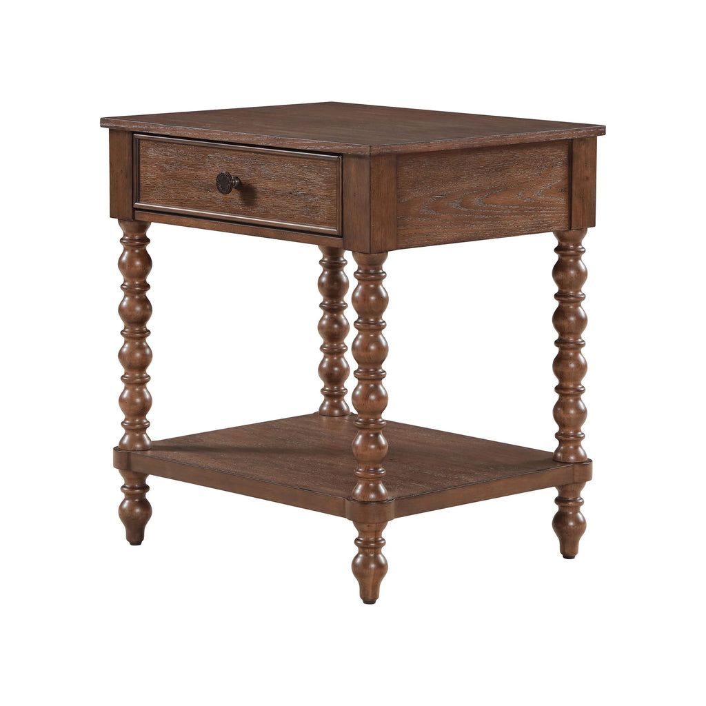 Pioneer Woman Harper Spindle Nightstand with USB Charging Ports, Adults and Teens, White Finish