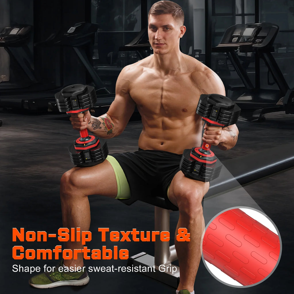 GIKPAL 50lb(25lb*2) 5 in 1 Adjustable Dumbbells 25LB set of 2 Adjustable Free Weights Plates and Rack - Hand Weights for Women and Men - Adjust Weight for Home Gym Full Body Workout Fitness