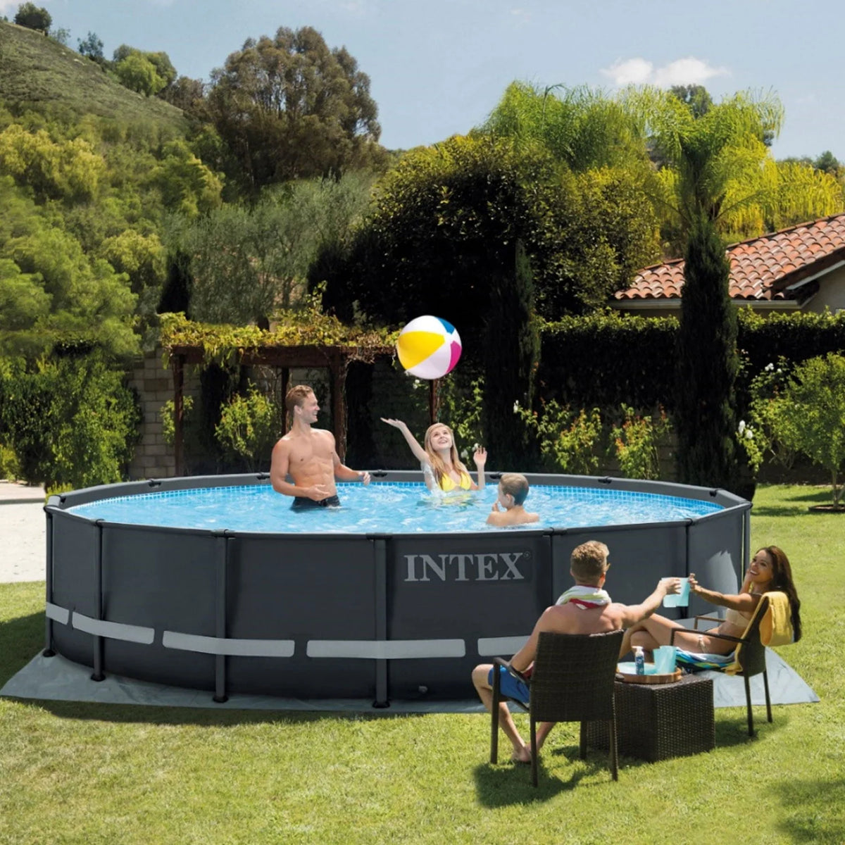 Intex Ultra XTR Frame 14'x42" Round Above Ground Outdoor Swimming Pool Set