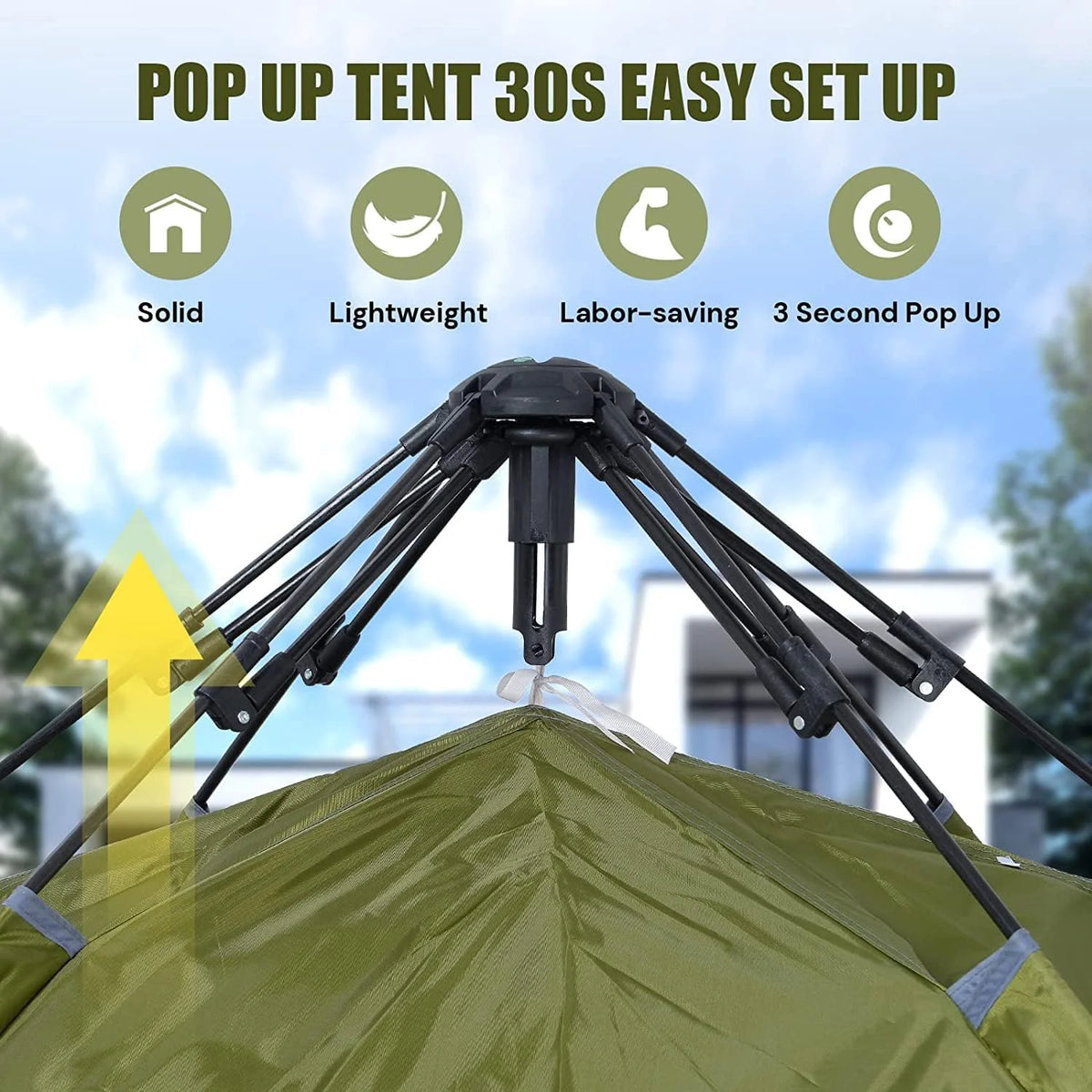 YUEWO Instant Popup Tents 2-3 Persons,Waterproof Windproof Tents for Camping,2 in 1 Easy Set Up Family Tent with Shelter,Rainfly, Outdoor Dome Tent for Travel,Hiking