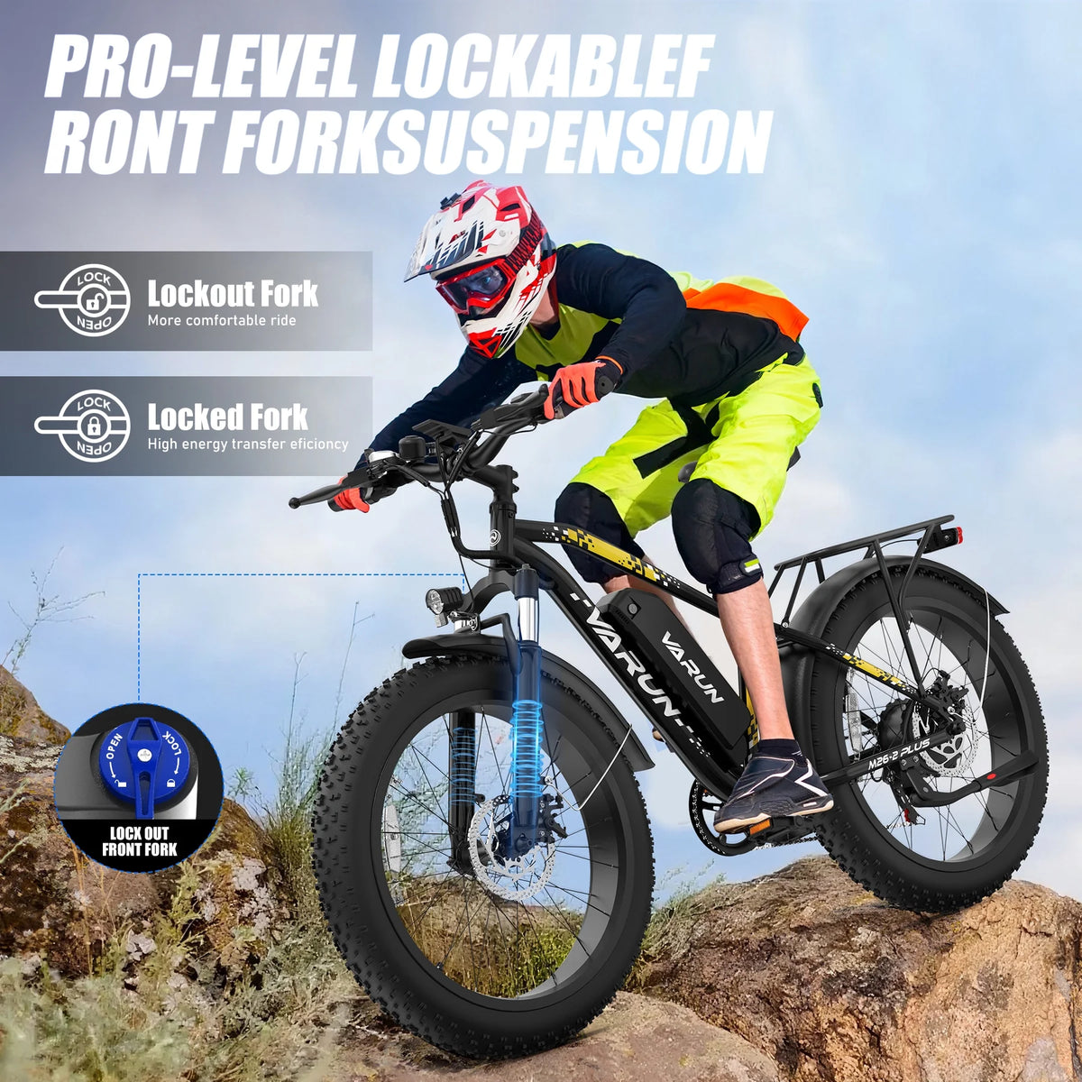 VARUN Electric Bike for Adults, 26" Fat Tire Ebike with Peak 750W 48V 13AH Battery, Electric Mountain Bicycle for Men & Women with 25MPH 50Miles