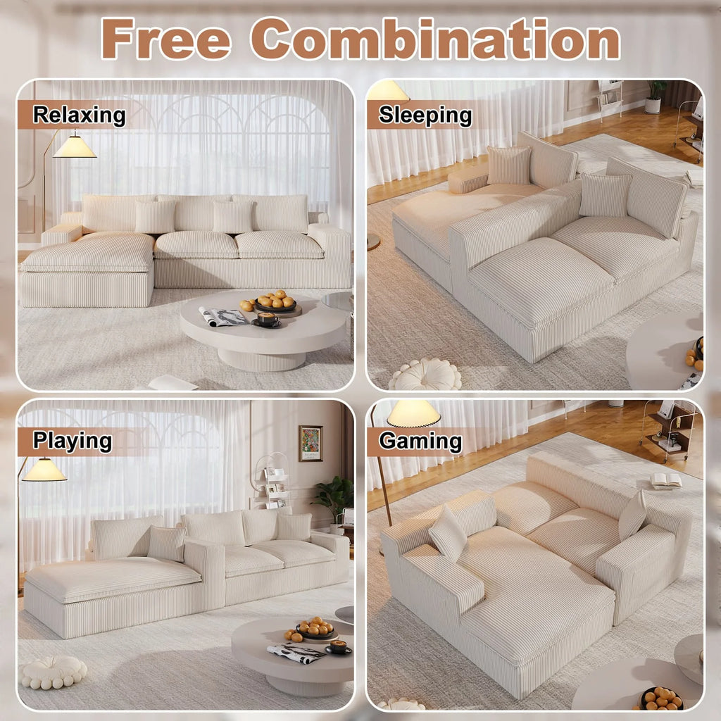 108 Modular Sectional Sofa, Cloud Sectional Couch with Deep Seat, Modern Modular L-Shape Sofa Couch with Chaise,Upholstered Couches for Living Room Bedroom