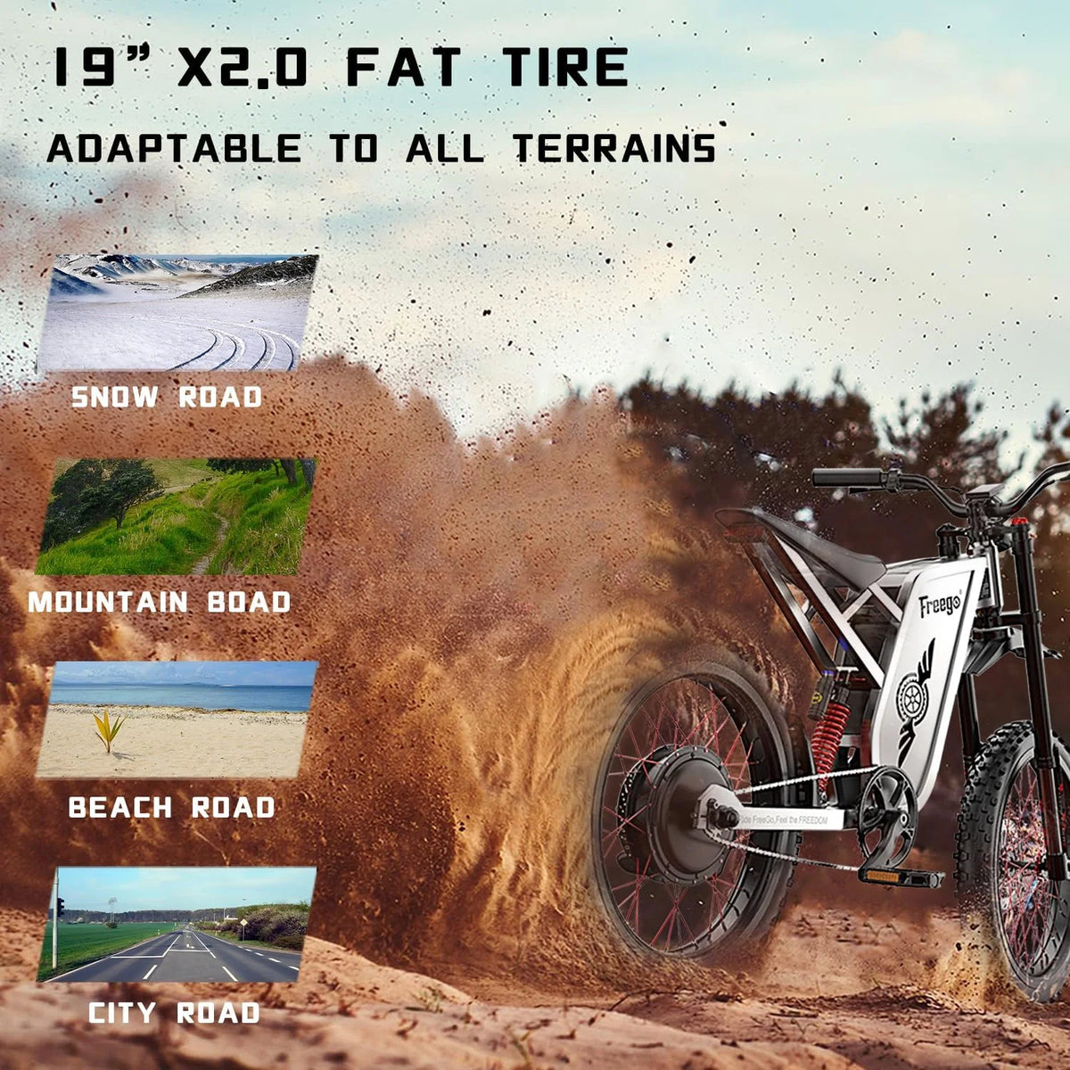 6000W(Peak) Motor 60V/35Ah Battery, Freego X2Pro Electric Motorcycle for Adults, Electric Bike  50MPH/7 Speed Off Road Electric Bicycle,19x2 Full Suspension/Four-Piston Hydraulic Brake UL2849MTB