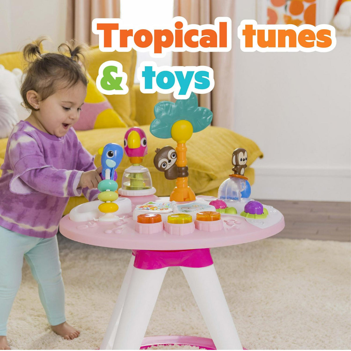 Bright Starts Around We Go 2-in-1 Walk-Around Baby Activity Center &amp; Table. Tropic Coral. Age 6 Months+