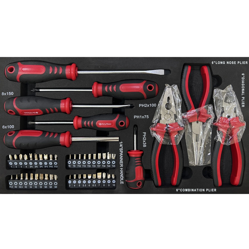 NIGSQJB Tool Set 439pcs with 3 Drawers Tool Box Organizer, Mechanic Tool Set for Home, Tool Box Set 4-Tier Socket Wrench Ratchet Plier Nails, Home Tool Set Mechanics Kit for Adults Man Handyman, Red