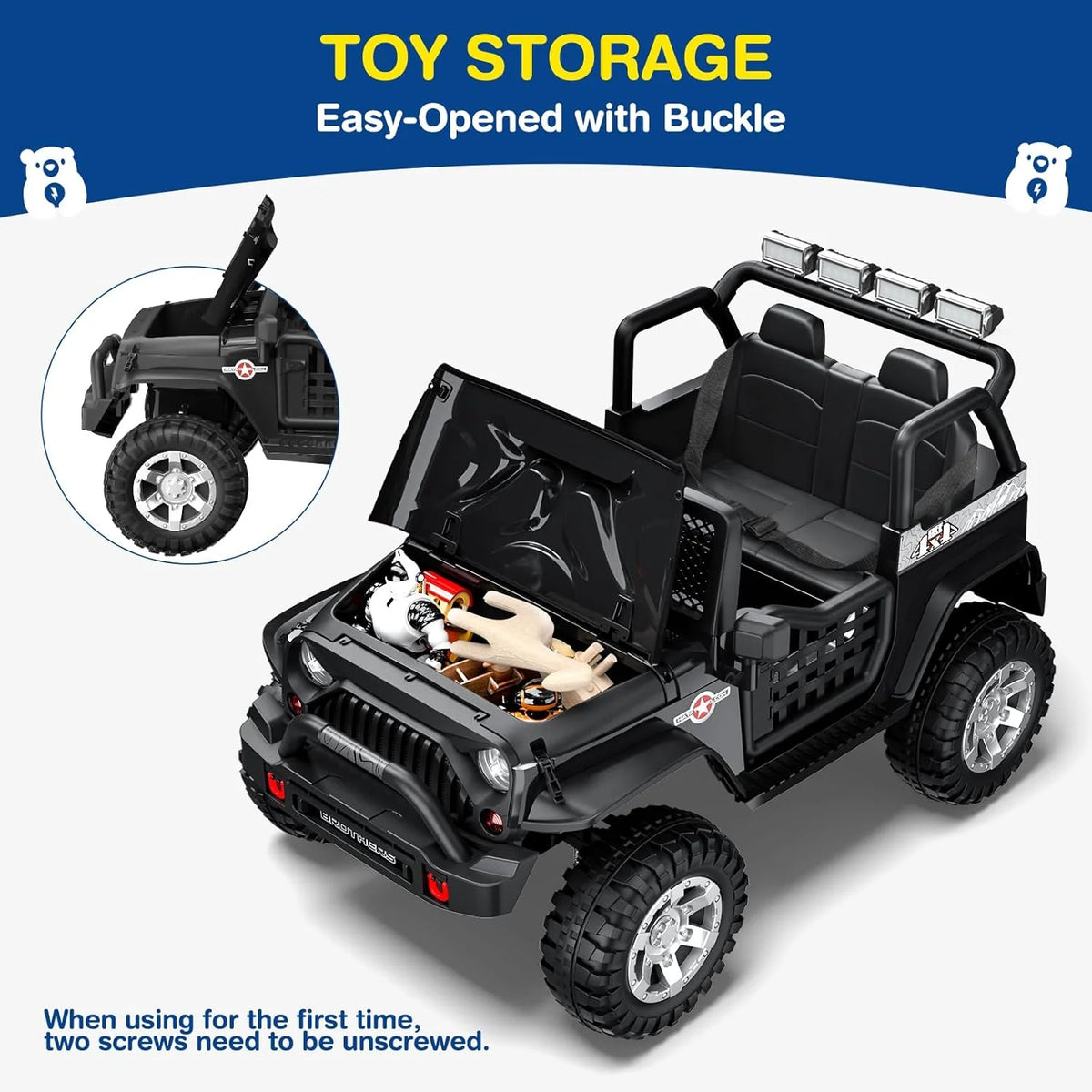 L8 Ride On Car, 2 Seater, 12V Kids Electric Car w/Remote Control, 4-Wheel Suspension, Bluetooth Speaker, Multi Music Modes, 3 Speeds, LED Lights, Xmas & Birthday Gift Ideas for Kids Ages 3+
