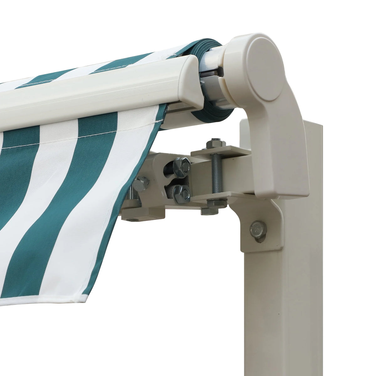 Outsunny 12' x 10' Manual Retractable Awning Outdoor Sunshade Shelter for Patio, Balcony, Yard, with Adjustable & Versatile Design, Beige and White