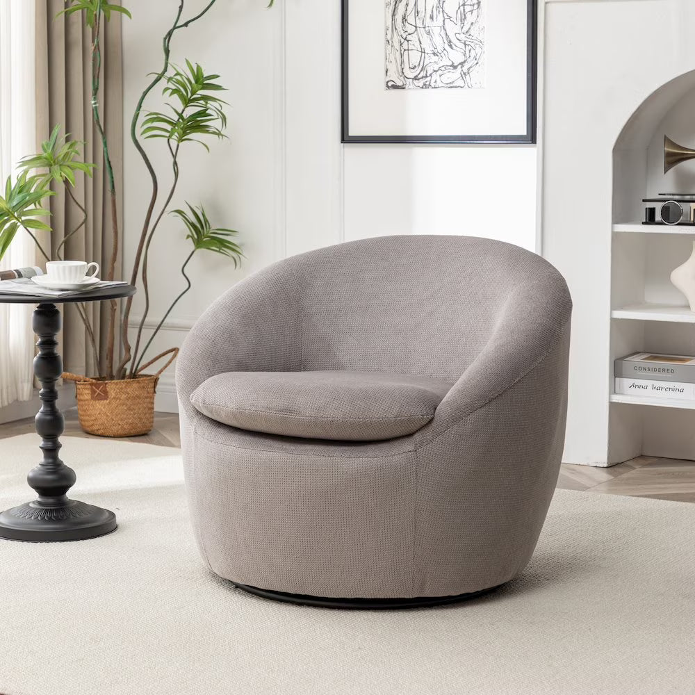 Roundhill Furniture Winnie Modern Barrel Chair, 360 Swivel