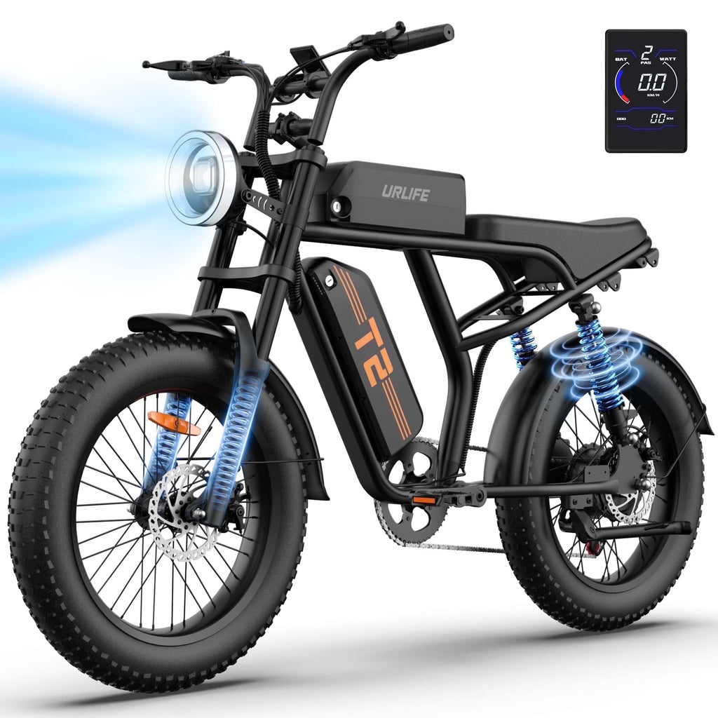 URLIFE 1500W Electric Bike for Adults,20"4.0 Fat Tire Ebike,48V 15.6Ah Removable Battery,7-Speed E-Mountain Bikes,All-Terrain Off-Road Electric Bicycle,UL2849 Certified(Black)