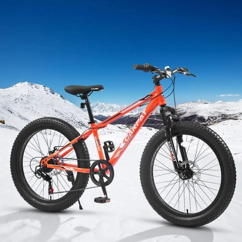 Ambifirner 26 inch City Bike Fat Tire Mountain Bike - Full Shimano 21 Speed - Dual Disc Brake - High-Carbon Steel Frame - Front Suspension for Gift